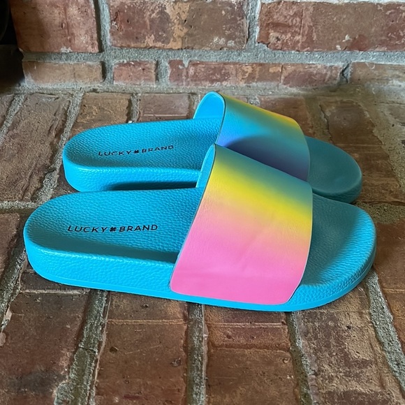 Lucky Brand Parker Rainbow Slip On Summer Slides - Picture 2 of 7